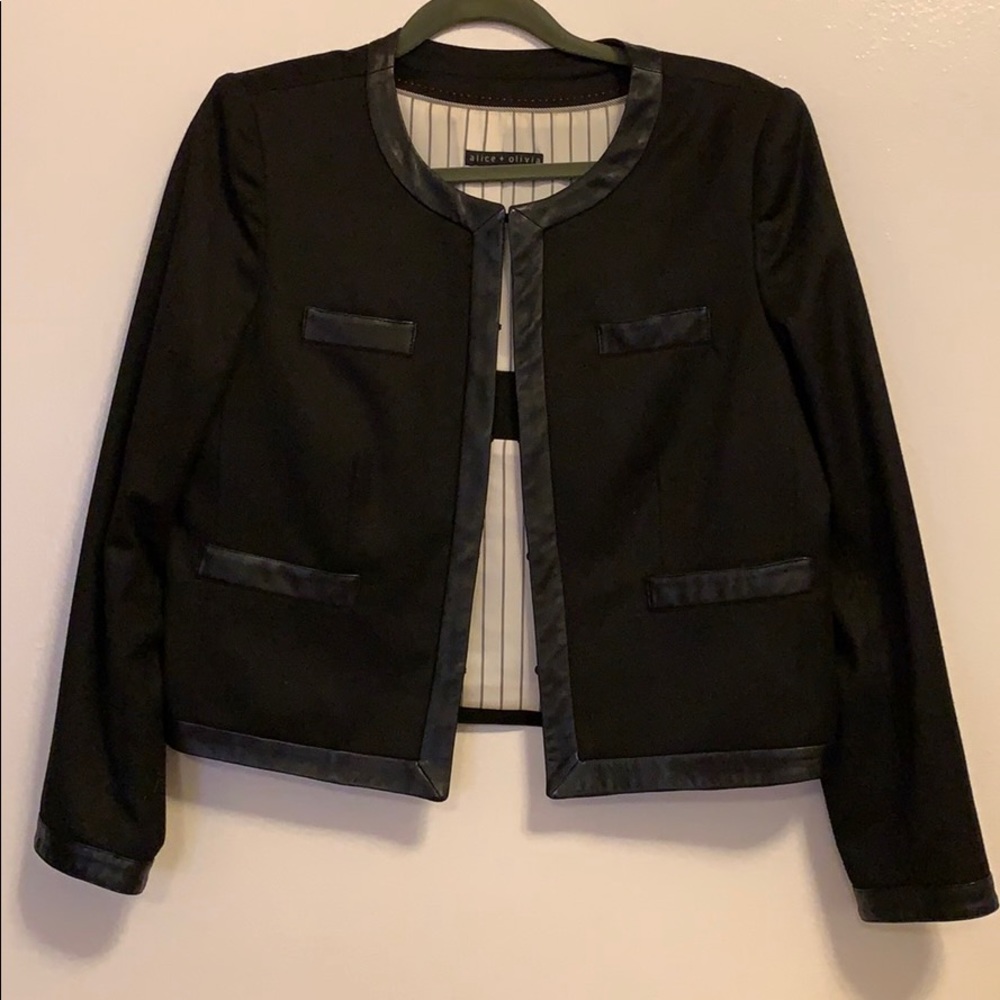 Alice + Olivia employed leather trim jacket